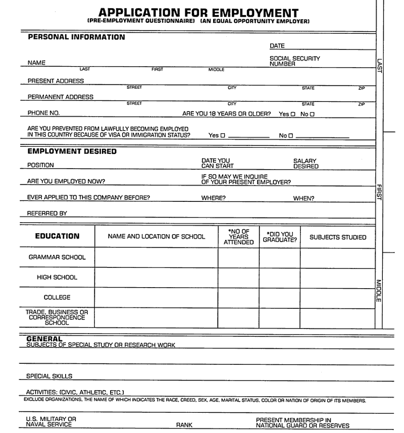Print the application, fill it out, and bring it in for employment ...